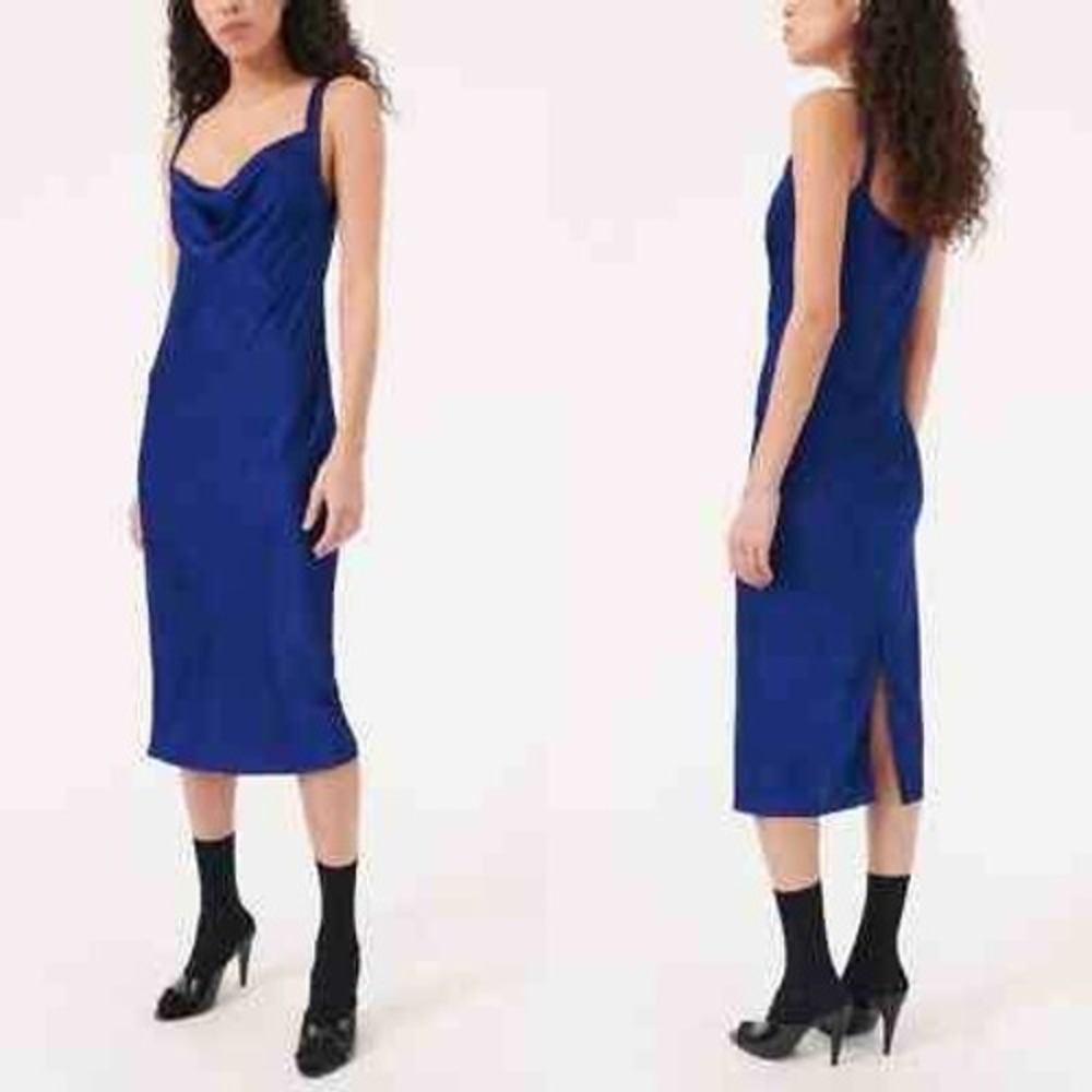 BAUM UND PFERDGARTEN Agamora Womens Size 36/Small‎ Midi Blue Cowl Neck Dress